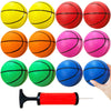 Dshengoo 12 Pcs 5 Inch Mini Basketballs Colorful Rubber InflatableBasketball Pool Kick Balls Toy with Inflation Pump for Indoor Mini Basketball Hoop Beach Sports Game Party Favor