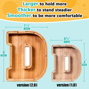 SummiDate Wooden Letter Piggy Bank| Piggy Bank for Boys Girls Toddler| Alphabet D Money Bank| Coin Bank Birthday Gift for Kids|Birthday Gift for Kids (D)
