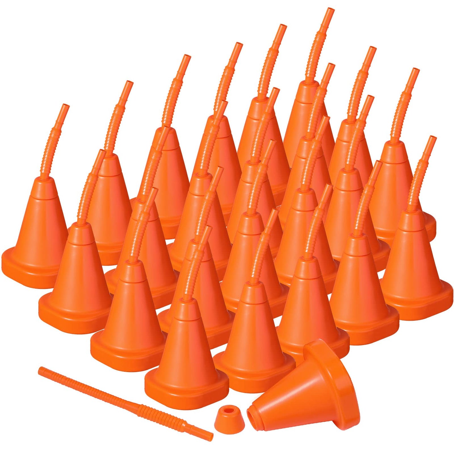 Gerrii Plastic Race Car Party Cups With Straws Construction Cone Cups Bulk Cones Shaped Party Cups Reusable Race Car Birthday Supplies Set For Traffic Party Favor, 10 Oz (Orange, 24 Pieces)