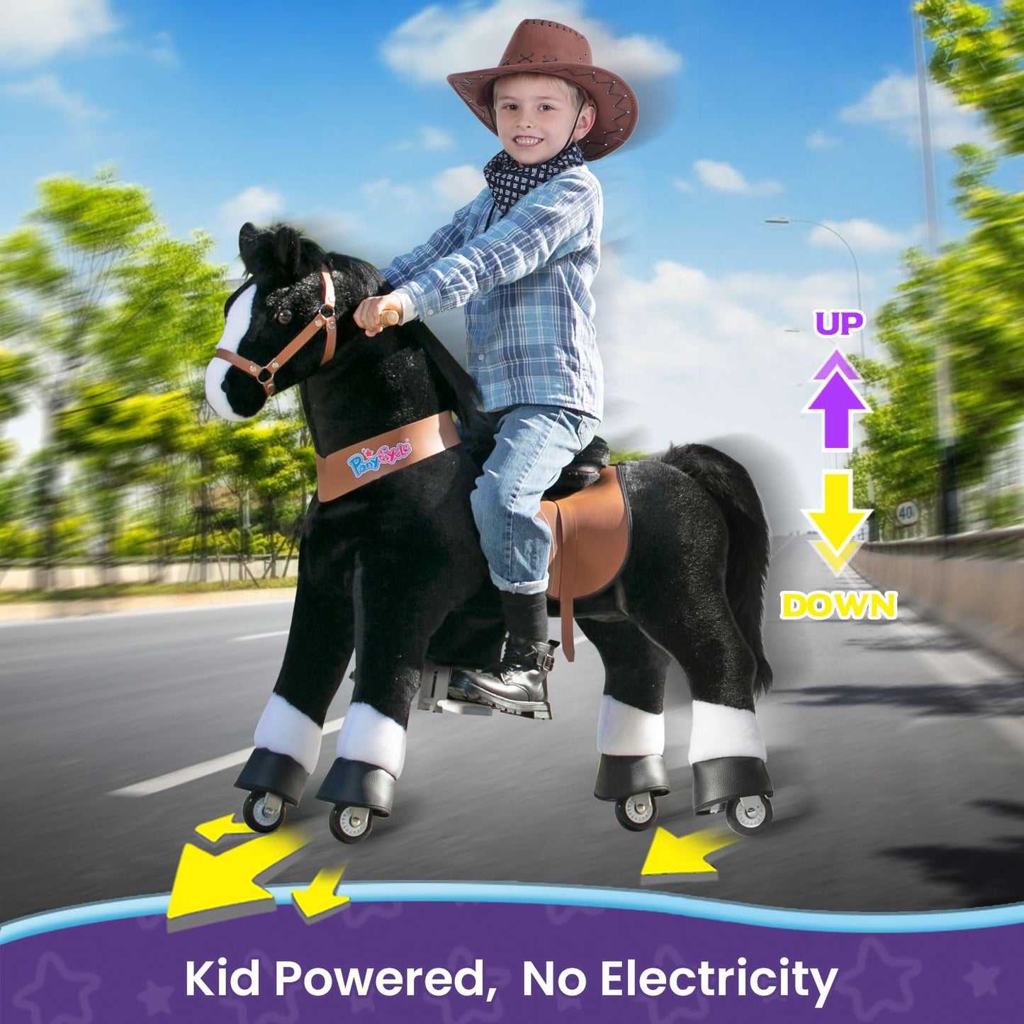 PonyCycle Large Riding Horses for Big Kids Classic Model U (with Brake/ 42.5'' Height/Size 5 for Age 7-12) Riding Pony Cycle U5