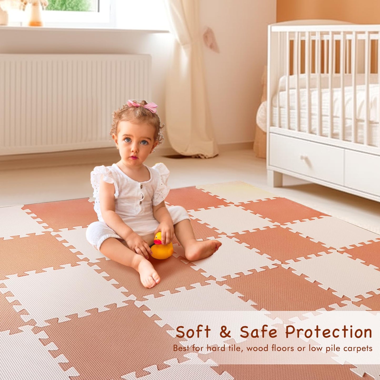 Tcbunny Kids Soft Eva Foam Jigsaw Puzzle Play Mat, 36 Interlocking Tiles And Edges Baby Play Mat, For Kids Gym, Nursery, Playroo