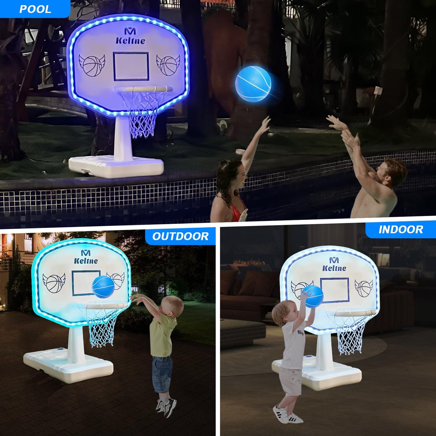 Pool Basketball Hoop Poolside, Lengthen Sturdy Base Pool Summer Water Basketball Hoop Game For Kids Boys Girls, Swimming Pool Ba