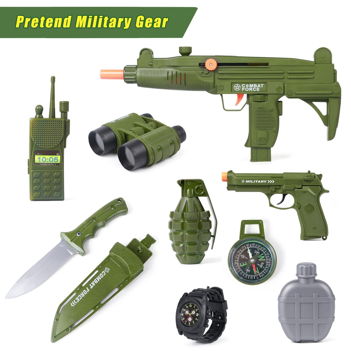 Tacobear Army Soldier Military Costume For Kids Boys Ages 3-9 Halloween Dress Up Role Play Set With Toy Accessories