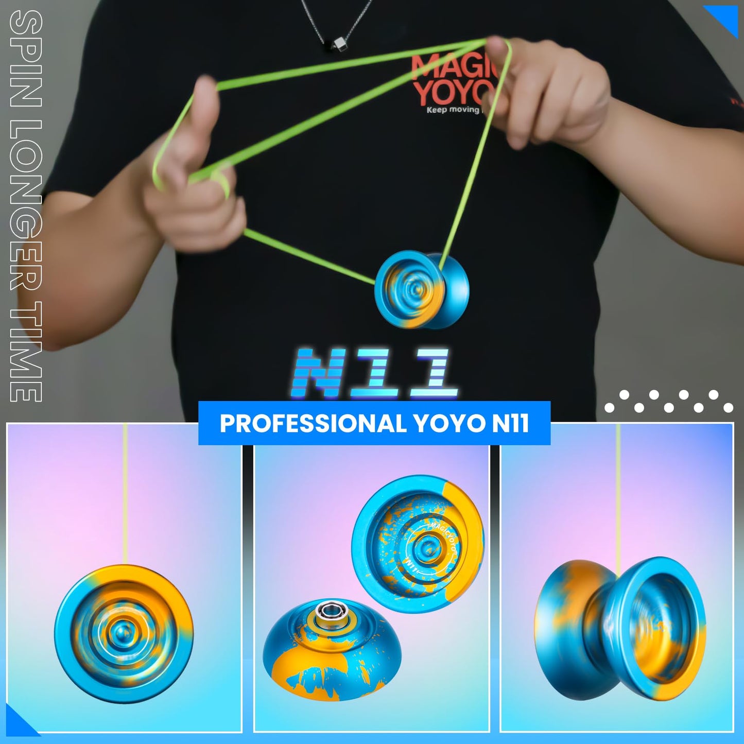 Magicyoyo Dual Purpose Yoyo N11 Responsive Yoyo For Kids 8-12 Or Above, Professional Unresponsive Yoyo With Unresponsive Bearing