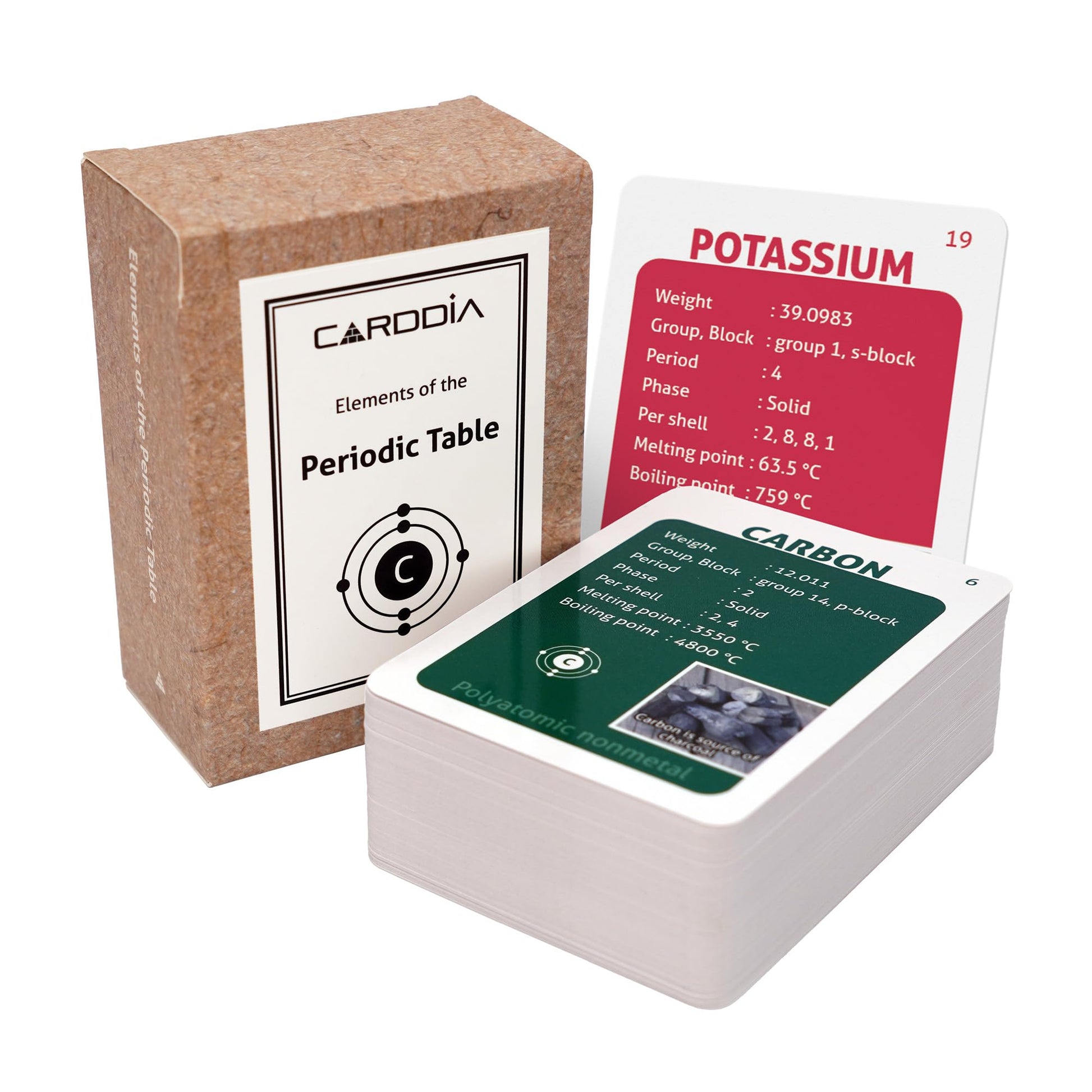 Carddia | Periodic Table Educational Flashcards | 118 Elements With Atomic Data, Color-Coded Categories & Bonus Periodic Table S