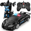 LNNKINE Remote Control Car, Transform Robot RC Cars, 2.4Ghz Transforming Police Car Toy with LED Light, One-Button Deformation a