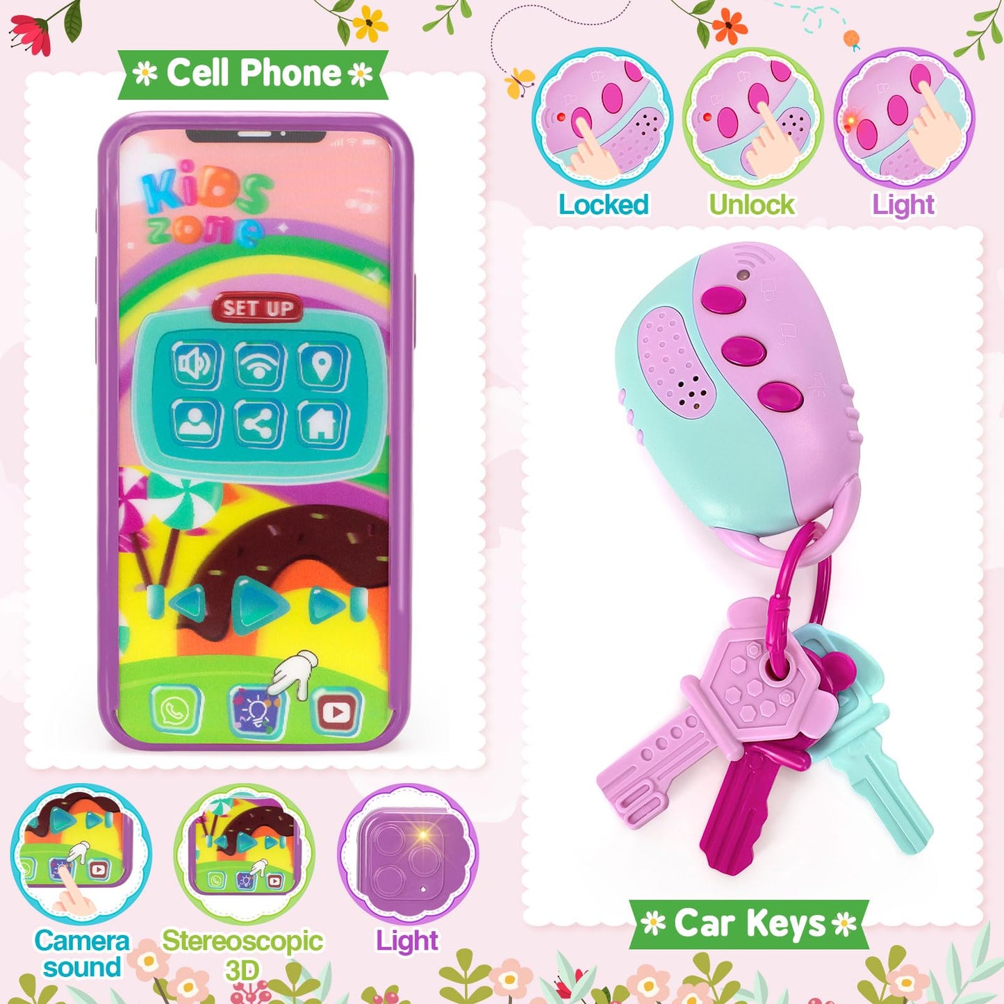 Officygnet Toy For Girls 1 2 3 Years Old, Toddler Purse Girl Toys With Pretend Makeup Kit, Pretend Princess Play Purse Toys For