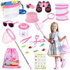 GIFTINBOX Outdoor Explorer & Bug Catcher Kit for Kids, Pink, Medium, Includes Hat, Binoculars, Net, Whistle, Magnifying Glass, Backpack