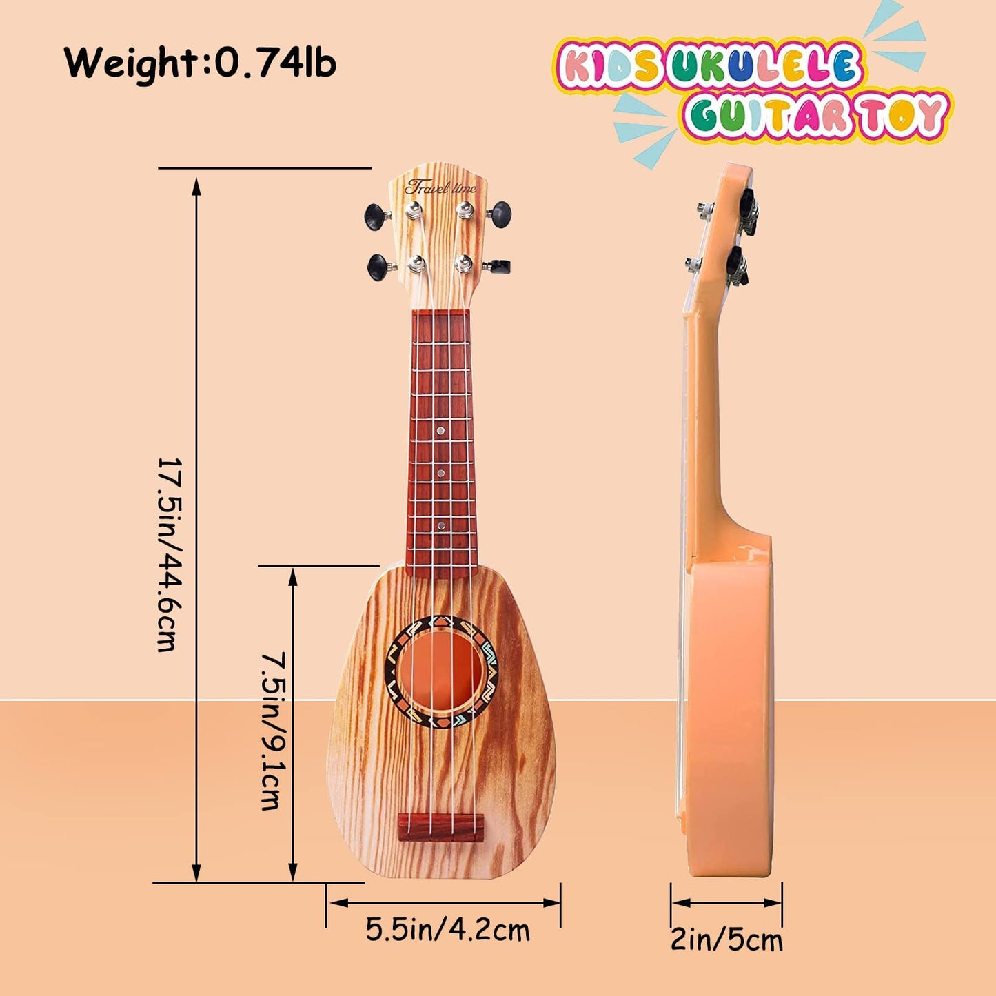 Yoloplus+ 17 Inch Kids Ukulele Guitar Toy 4 Strings Mini Children Musical Instruments Educational Learning Toy For Toddler Beginner Keep Tone Anti-Impact Can Play With Picks/Strap/Primary Tutorial