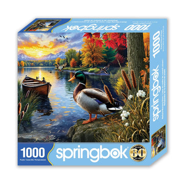 Springbok 1000 Piece Jigsaw Puzzle - Mallard Morning Glow - Unique Cut Cardboard - 24x30 inches - Model 33-11314