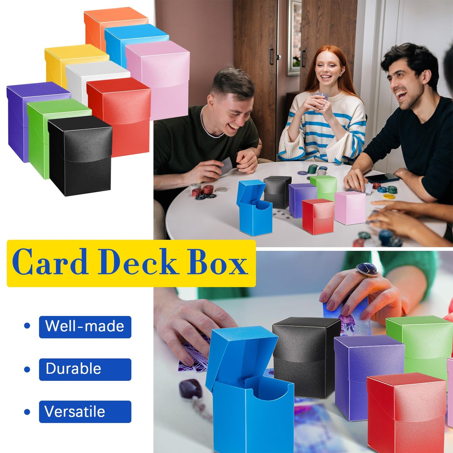 Deekin 18 Packs Deck Cards Box Trading Card Storage Box Case Carrying Case For Family Party Games Supplies(Bright Color,4 X 2.8