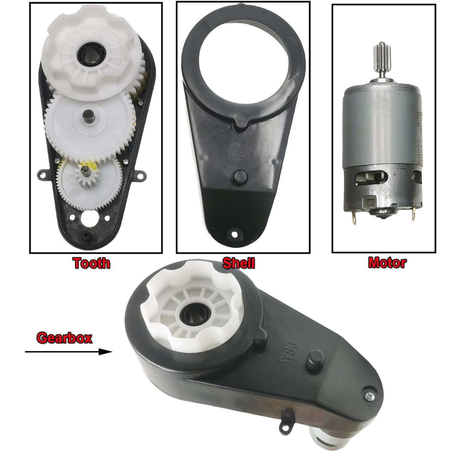 2 Pcs RS555 24V Gearbox for Ride On Toy Cars,Motorcycles Power Wheels Motor Upgrade 24 Volt High Speed 555 Drive Engine with Mot