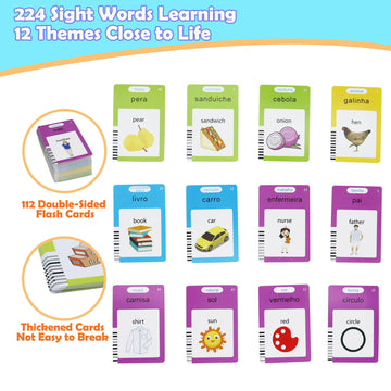 Mayaphilos 224 Words Portuguese And English Talking Flash Cards For Toddlers, Autism Sensory Toys, Portuguese Language Learning