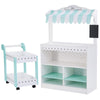 Teamson Kids My Dream Bakery Shop - Wooden Dessert Stand & Pastry Cart Play Set, 18 Pretend Baked Goods, White/Mint Green, Model TD-13003A