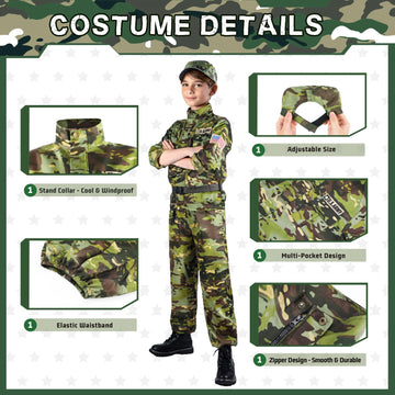 Metemot Kids Army Costume For Boys, Military Army Costume With Army Toys, Solider Boy Dress Up, Halloween Costumes For Boys