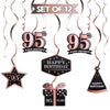 LINGTEER Happy 95th Birthday Rose Gold Swirls Streamers - Cheers to 95th Birthday 95 Years Old Bday Party Hanging Decorations.