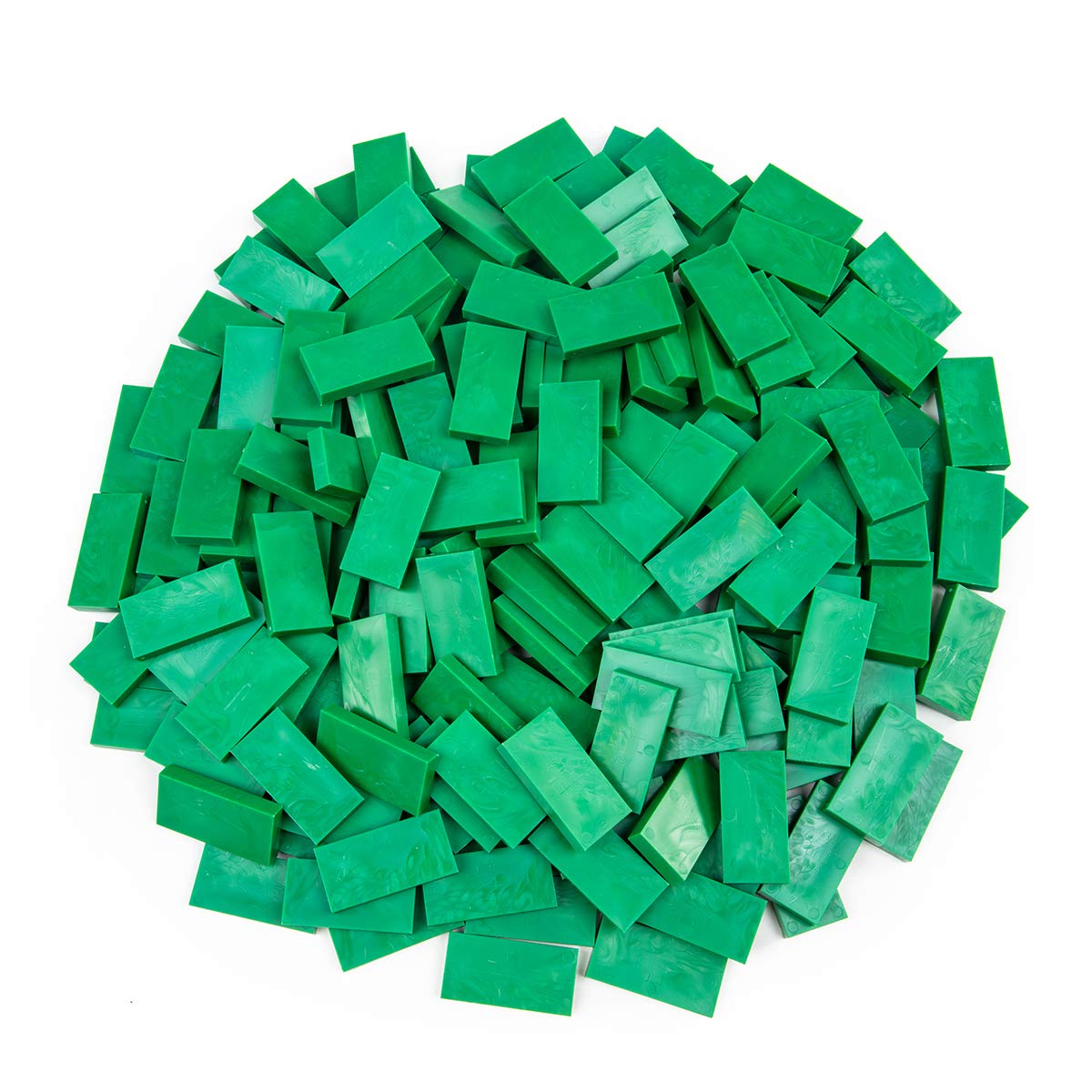 Bulk Dominoes Plastic Bulk 100pcs - Building and Stacking and Chain Reaction Toppling STEAM Toy Blocks for Kids (Green)