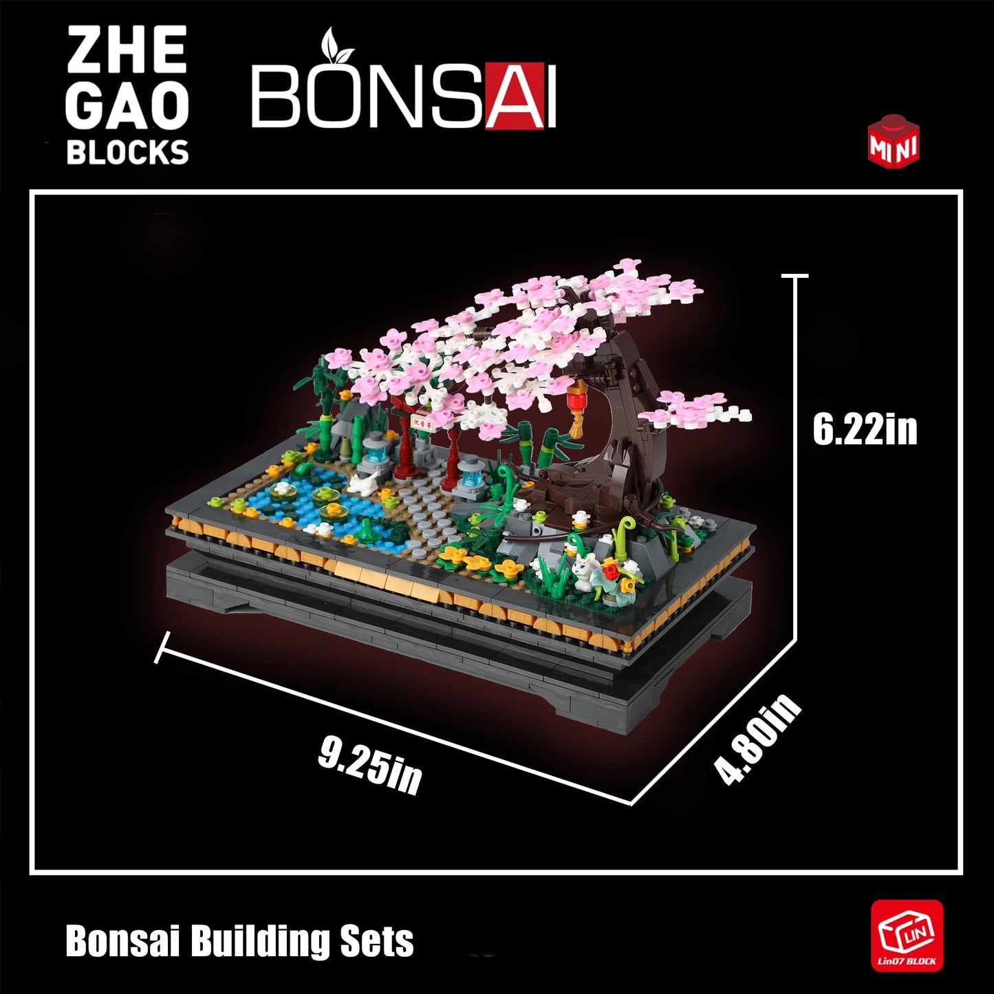 Bonsai Building Sets,Japanese Style Cherry Blossom Tree Mini Building Blocks(1101Pcs), Including Garden, Plants,Flowers,Meaningf