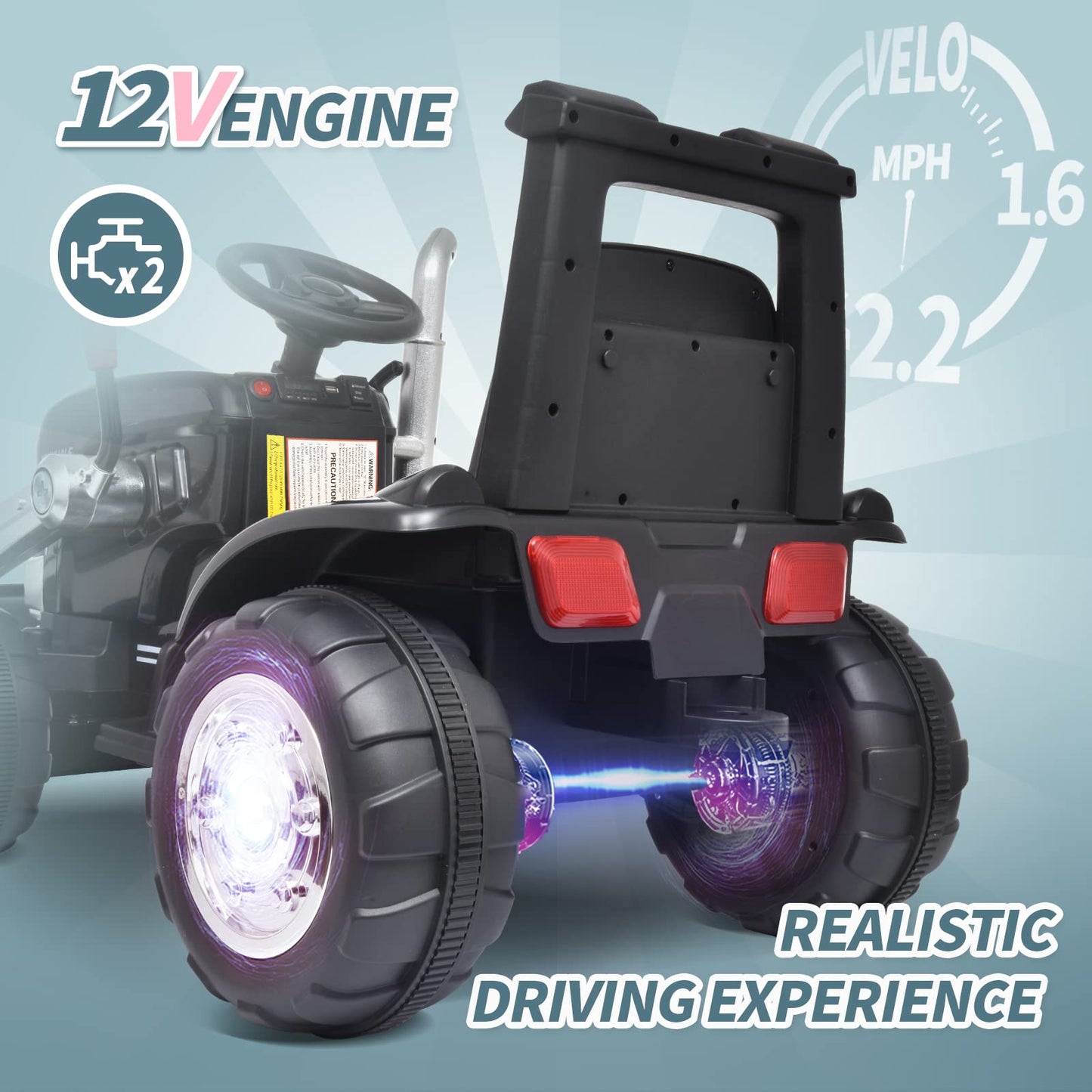 Joywhale 12V Kids Ride on Tractor Electric Excavator Battery Powered Motorized Car for Kids Ages 3-6, with Front Loader, Digging