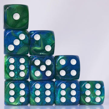 10 Pc D6 Dice 16Mm Acrylic Dice Set For Rpg Mtg Dnd Dice Table Games And Board Games (Green + Blue)