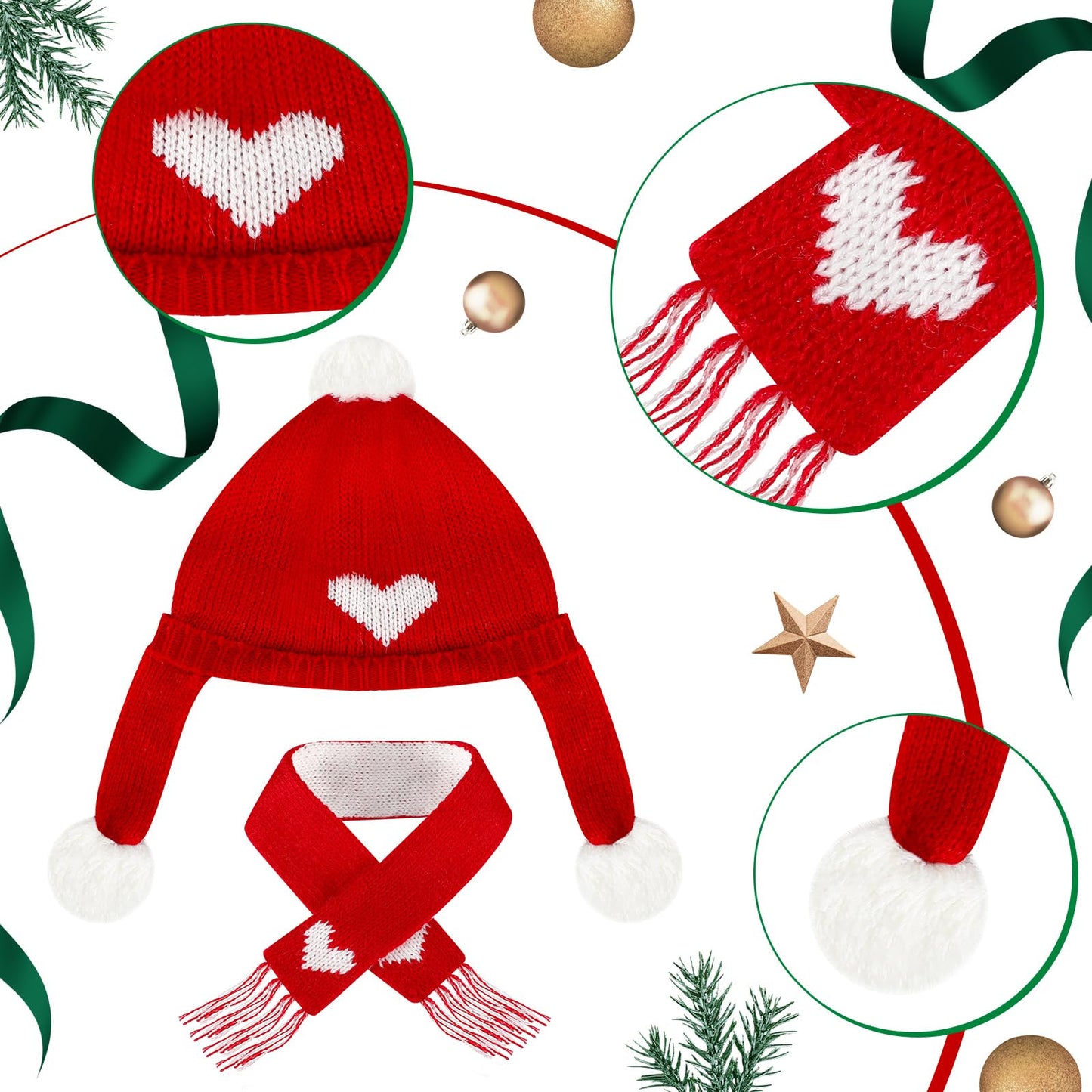 4 Pack Doll Clothes Christmas Mini Snowman Hats Scarf, Santa Knit Hat Christmas Tree Scarf For Doll Elf Santa Mini Snowman (Cute