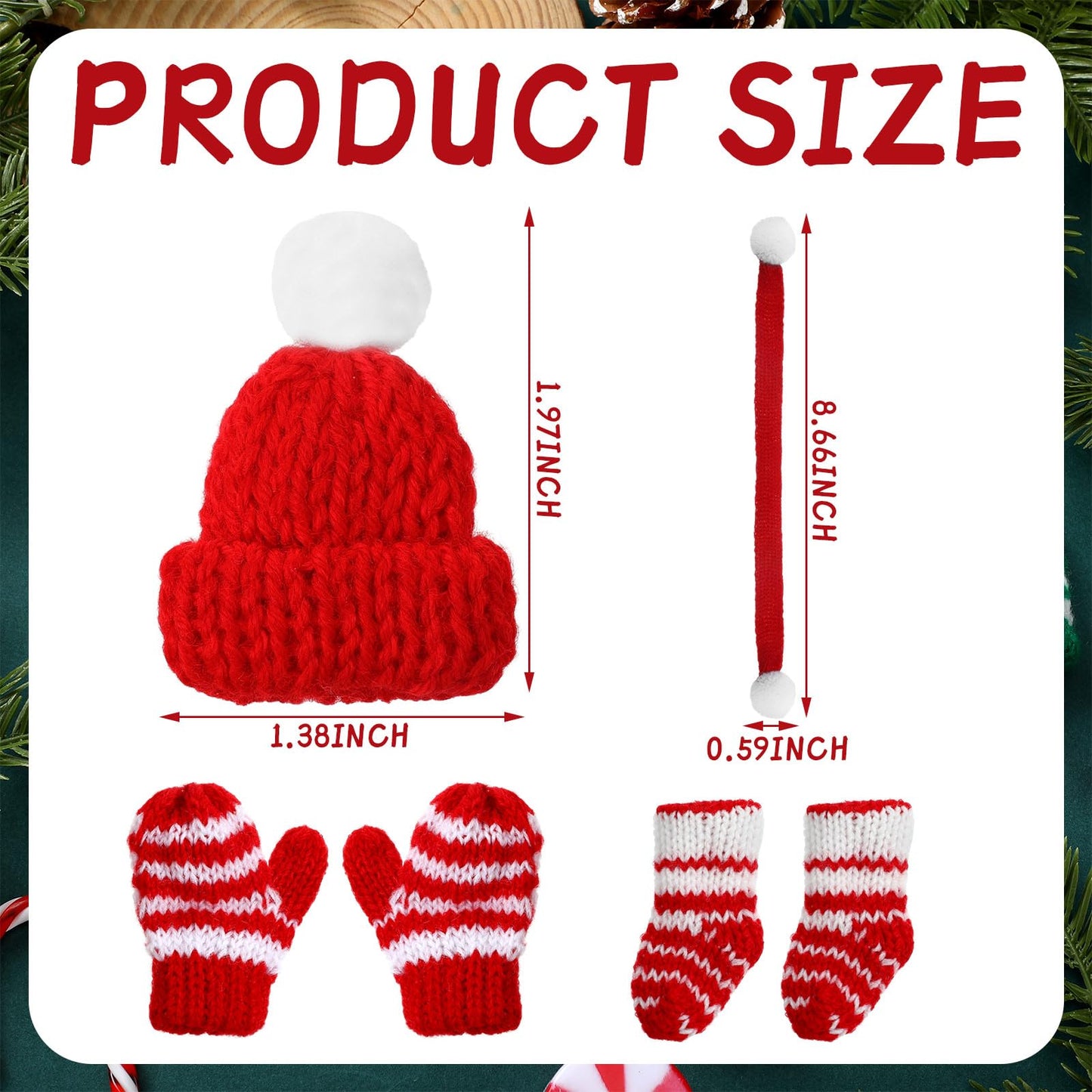 12 Pcs Christmas Elf Accessories Clothes For Elf Doll Christmas Elf Kit Includes Elf Doll Hats, Socks, Gloves, Scarf Sets For Christmas Elf Dolls Costume Decoration, Doll Is Not Included (Cute Style)