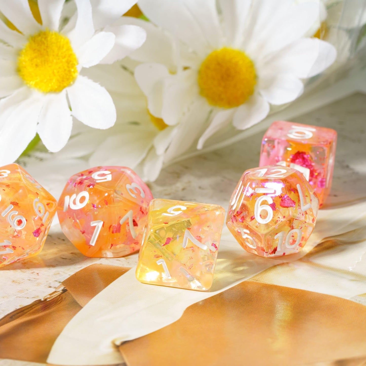 HDdais DND Dice Set, 7PCS Polyhedral Dice Set Filled with Red Foil for Dungeons and Dragons, D&D Dice for Role Playing Game and