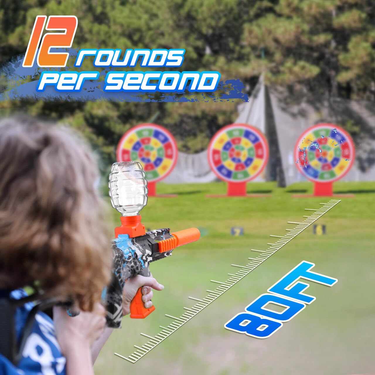 2 Pack Electric Splatter Blaster Toy, Splat Auto, Outdoor Play Team Games, 50000+, 600 Hopper, 2 Rechargeable Batteries, Age 12+