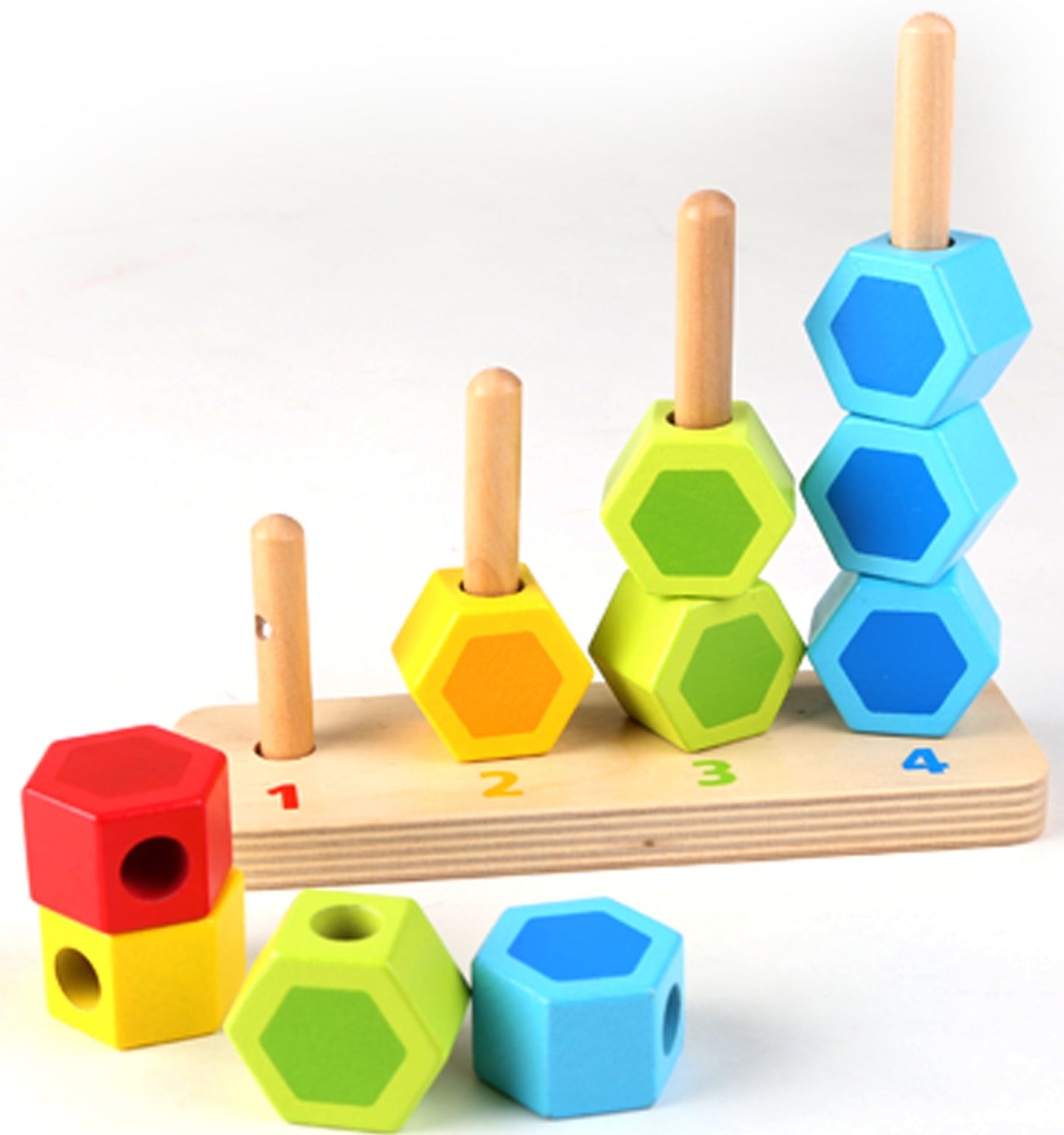 Hape Wooden Counting Stacker Block Set| Number Puzzles Counting Stacking Game For Toddlers 1Y+