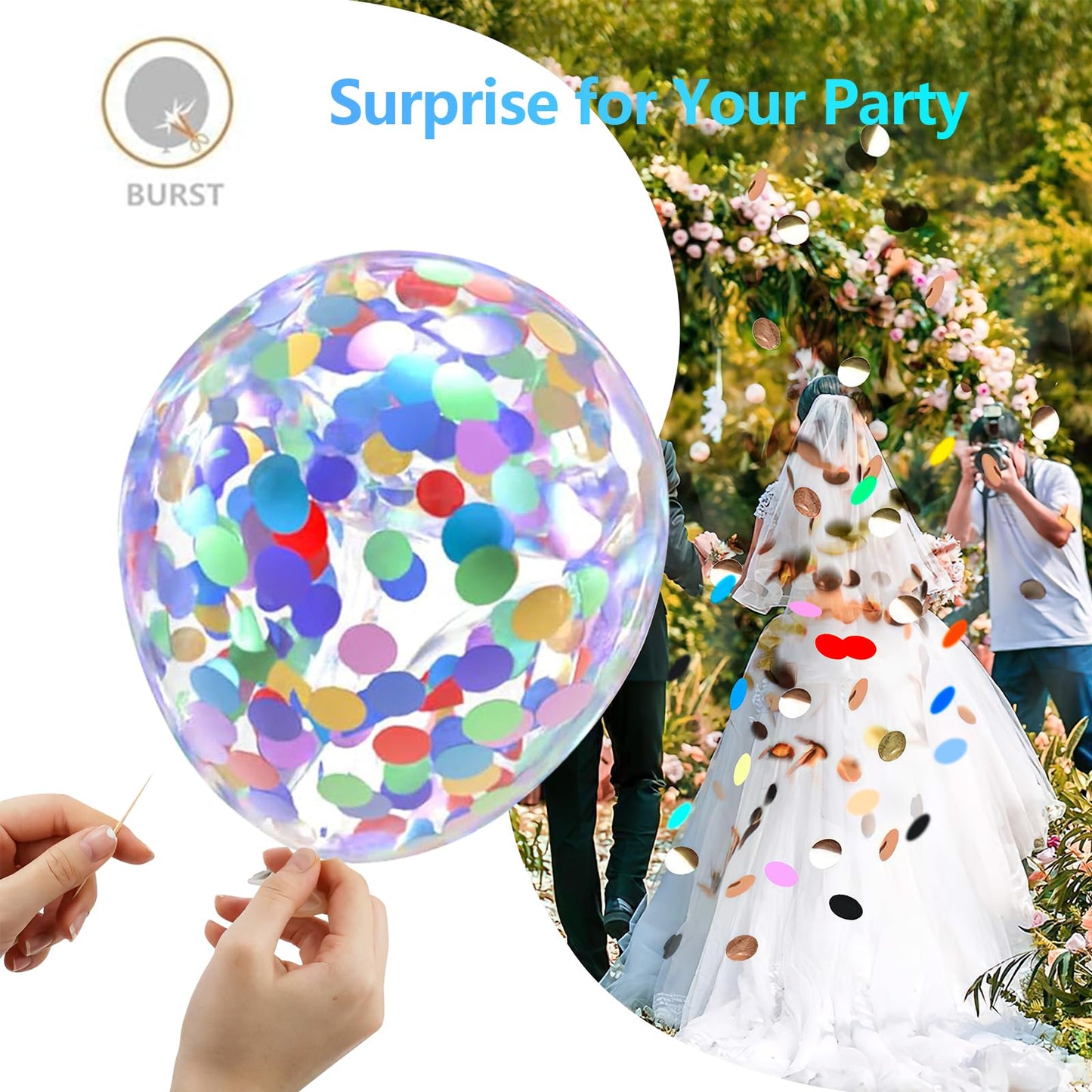 Bezente Rainbow Multicolor Confetti Latex Balloons - 60 Pack 12 Inch Helium Colorful Confetti Balloons For Birthday Baby Shower