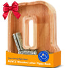 Wooden Letter Piggy Bank for Kids Initial Coin Bank for Boys and Girls First Name Personalized Savings Bank for Birthday Boys Girls Gift Piggy Bank for Kids (Wood S9-Q)