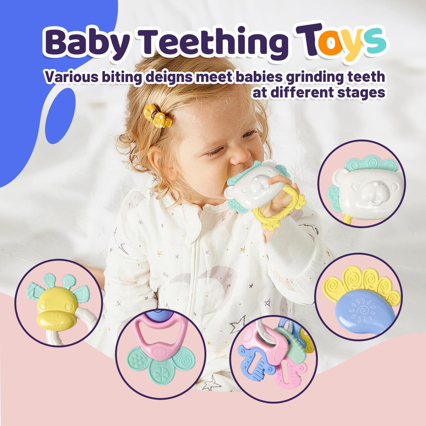 Cuterabit 13Pcs Baby Rattles 0-6 Months, Baby Teething Toys With Storage Case, Infant Toys 0-3-6-12 Months, Baby Girl Toys, Best Newborn Christmas Gift For Babies Infants Boy Girl