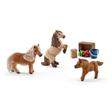 Schleich Horse Club 8-Piece Toy Set, Miniature Shetland Pony Family, Multi-Color, Ages 5+