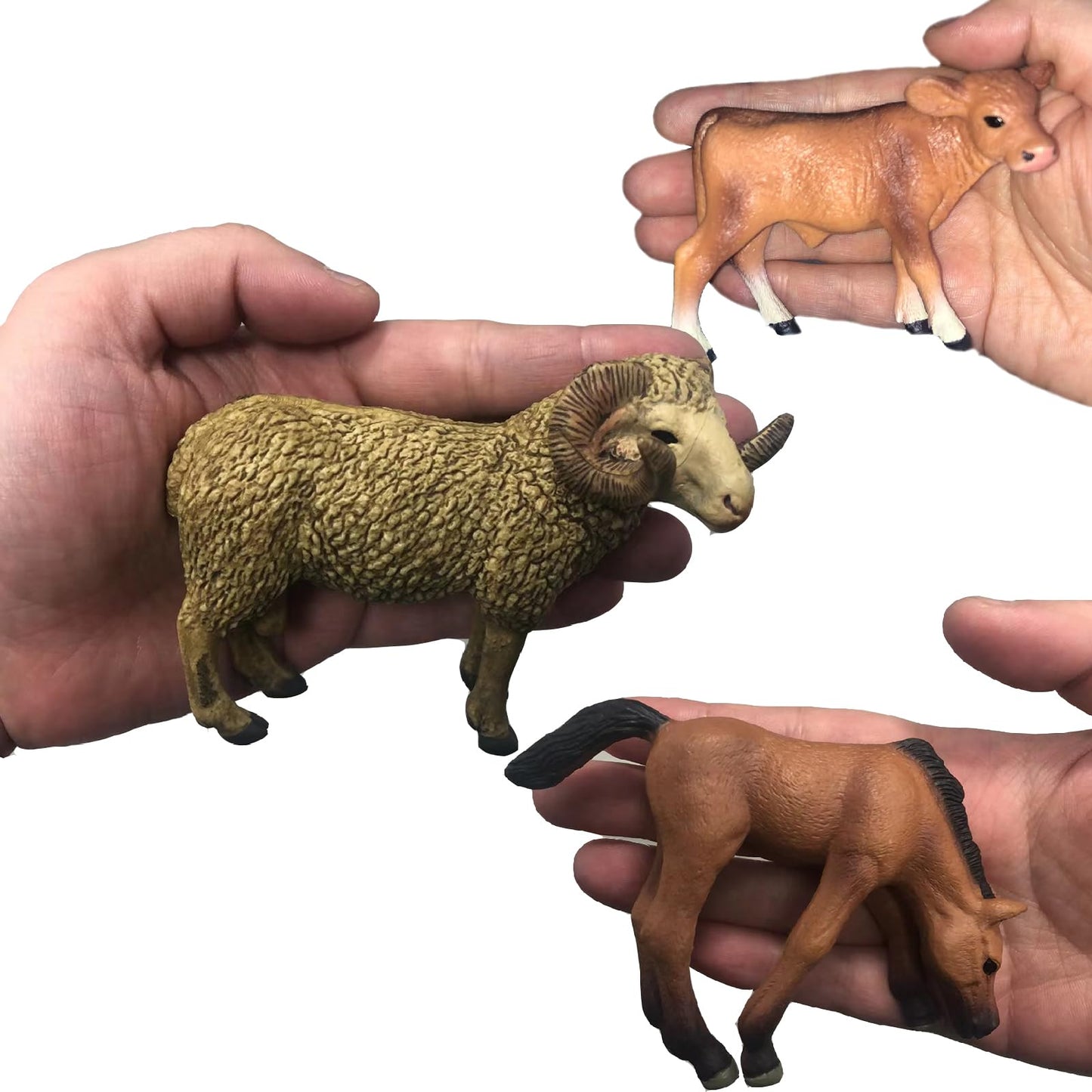 Lc Joycre Farm Animals Playset 6Pcs Cows Sheep Horses Toys Realistic Calves Figures Horses Figurines Sheep For Toddlers Trakehne