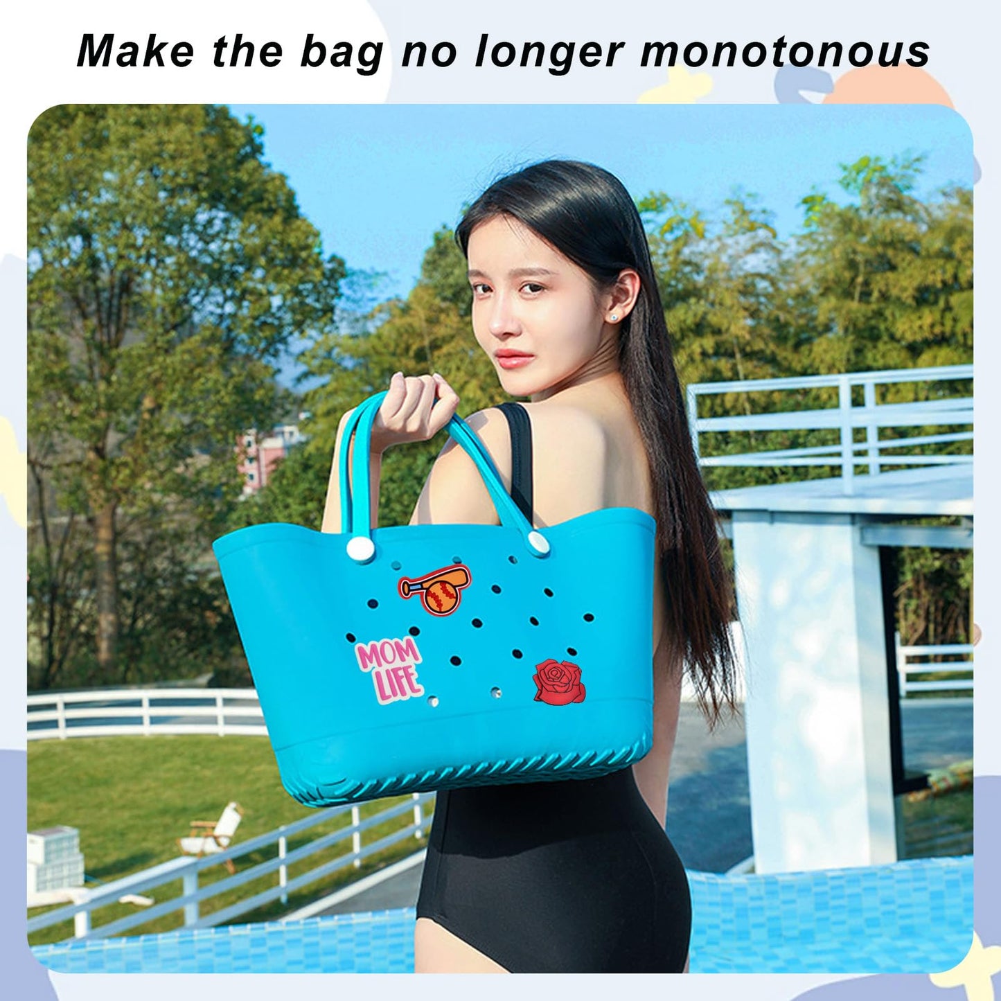 Lckaey Rubber Beach Bag Accessories-PVC Rubber decoration-for EVA Purse Bogg Inserts Y064Figure 42