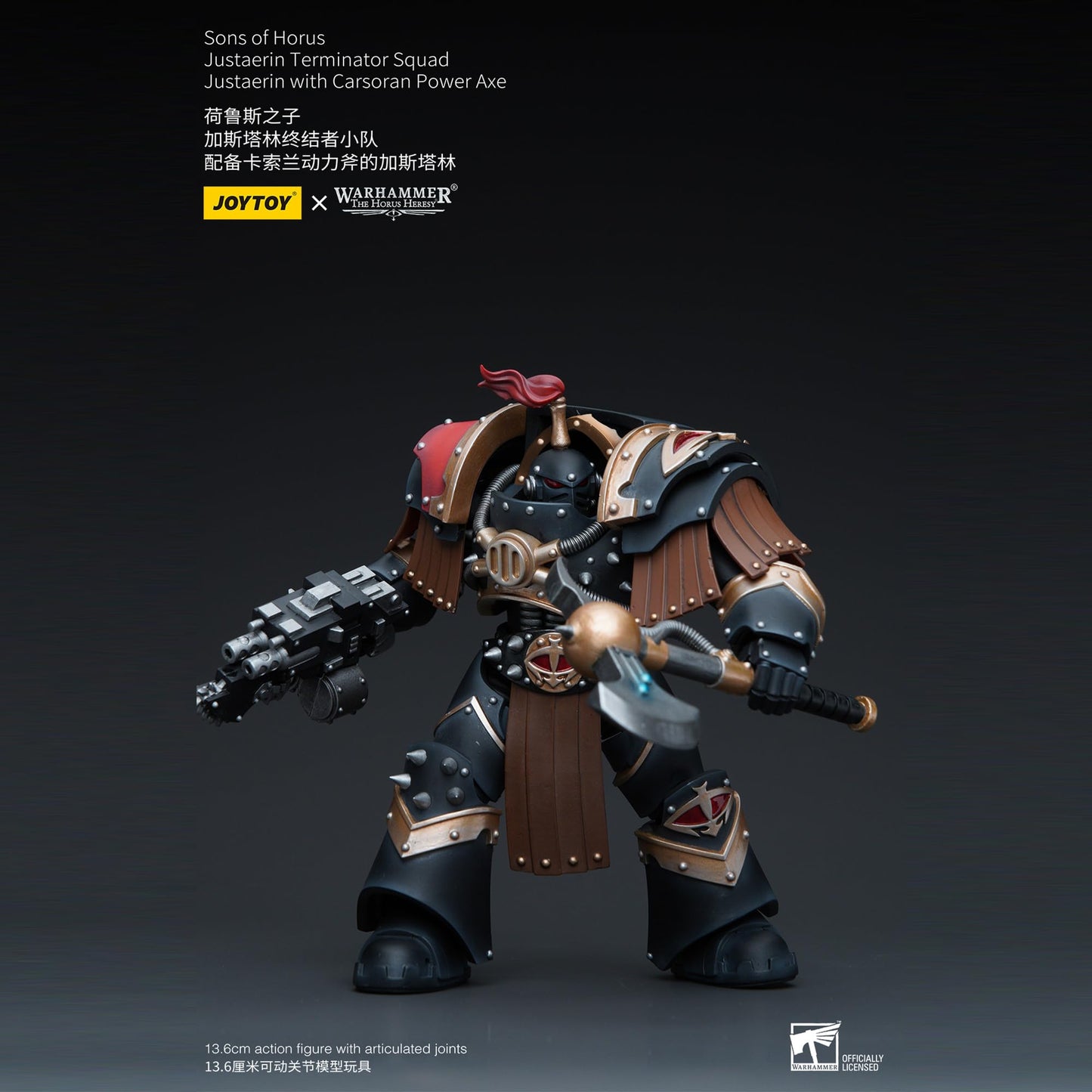 Joytoy 1/18 Action Figure Warhammer 40K Sons Of Horus Justaerin Terminator Squad Justaerin With Carsoran Power Axe 5''Tall Movable Model Collectible Figurine