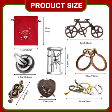 9 PCS Metal Brain Teaser Puzzles Logic Metal Puzzle for mature-themed Toy Lock Puzzles Gift for mature-themedsTeenagers (9 PCS Edition X)