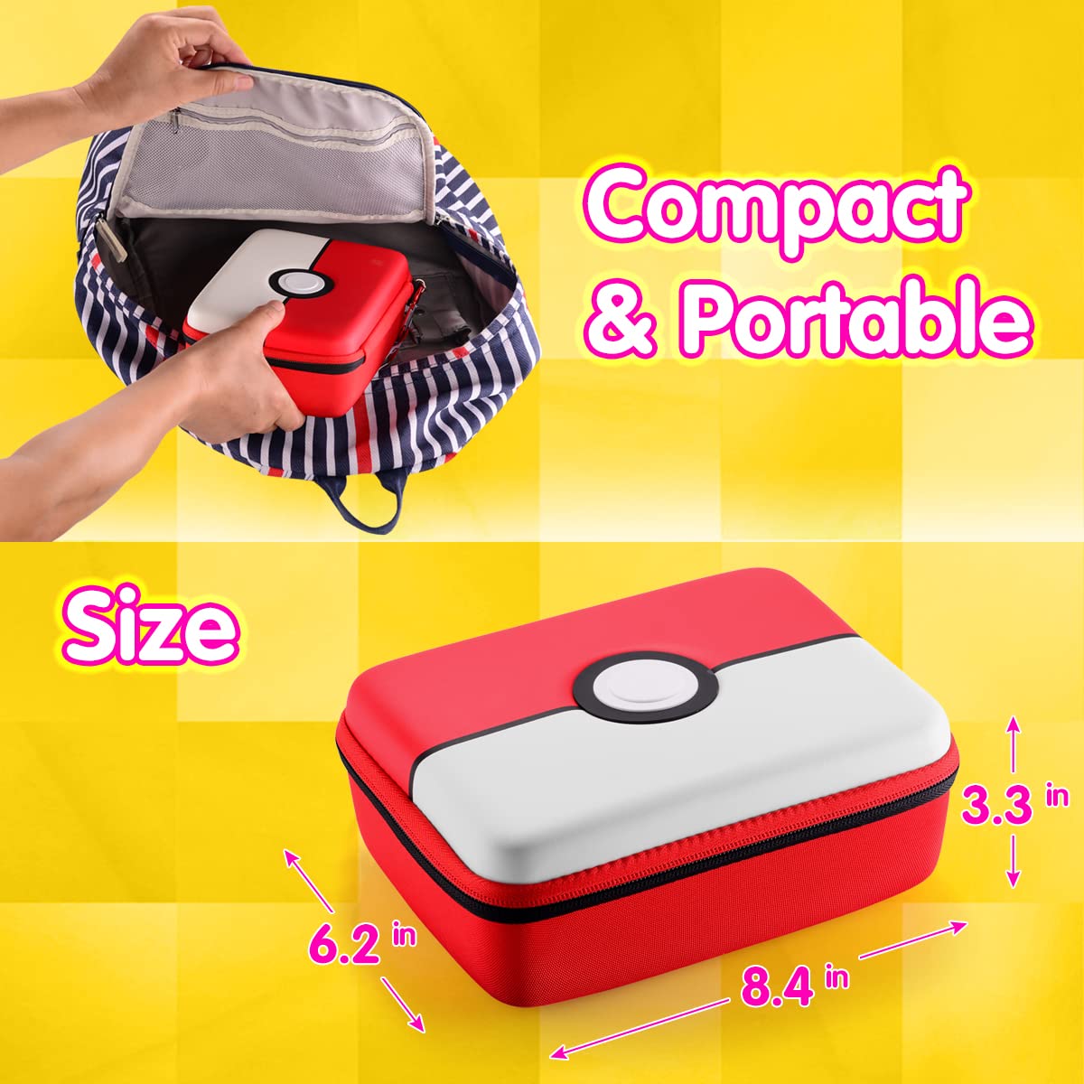Tombert 800+ Carrying Case For Ptcg Trading Cards, Gifts For Boys, Hard-Shell Storage Box Fits Ptcg And Magic Mtg Cards, Holds 800+ Cards (Red&White-Xl)