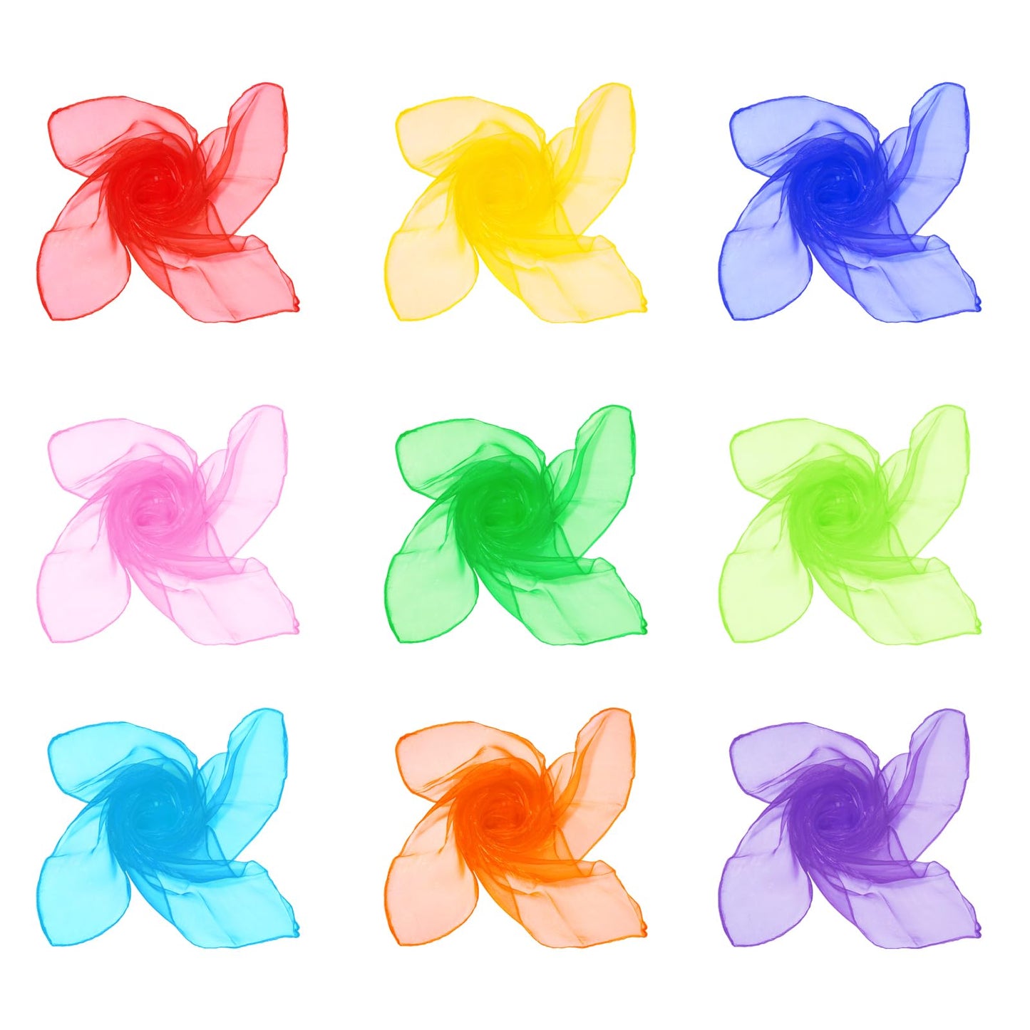 Jmkcoz 9 Pcs Square Juggling Silk Dance Scarves Magic Tricks Performance Props Accessories Movement Scarf Rhythm Band Scarf 24 I