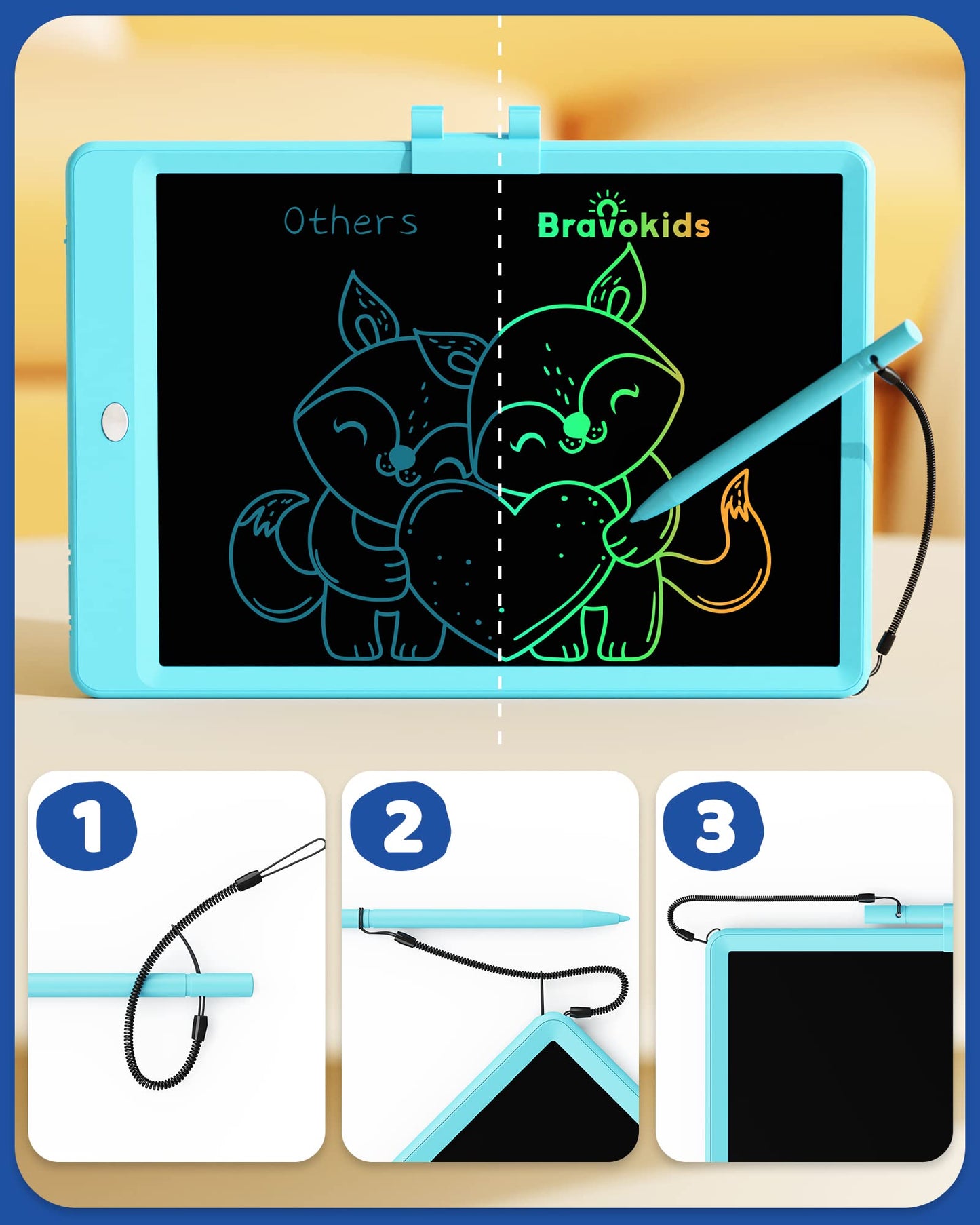 Bravokids Toys For 3-6 Years Old Girls Boys, Lcd Writing Tablet 10 Inch Doodle Board, Electronic Drawing Pads, Educational Birthday Gift For 3 4 5 6 7 8 Years Old Kids Toddler (Blue)