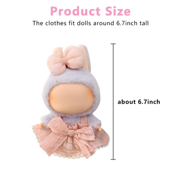 Satakara Doll Clothes Set for 17cm Dolls (6.7 inch) - Kawaii Pink Outfit with Detachable Bow Party Clothing Accessories (STK04)
