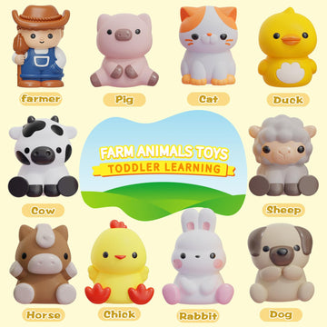 Learning Toy For Toddlers 1 2 3+ Years Old, 20 Pcs Farm Animal Barn Toy & Finger Puppets, Montessori Educational Toy For Kids,10 Animals & 10 Barns For Babies Boys Girls Easter Christmas Birthday Gift