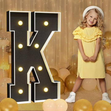Imprsv Marquee Letters Black 3Ft: Black Party Decor - Light Up Letter K Large 3 Feet Tall - Party Decorations Letter For Birthda