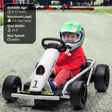 Nasitip 24V Go Kart for Kids, 300W Motors, 9Ah Battery, 8MPH, Large, Green, Model: sx8888-nasitip-yc18