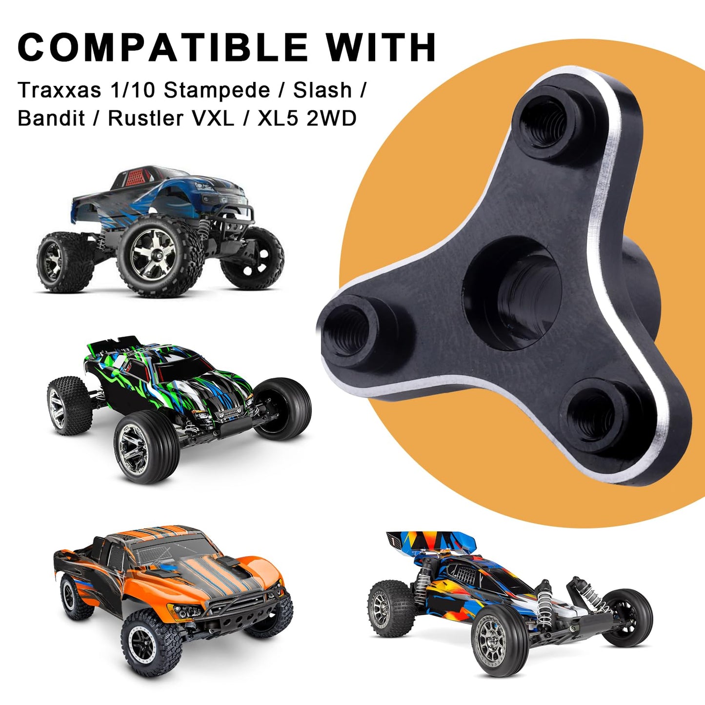 Metal Aluminum Alloy Rc Slipper Clutch Eliminator For Traxxas 1/10 Stampede/Slash Vxl / Xl5 2Wd (Black)