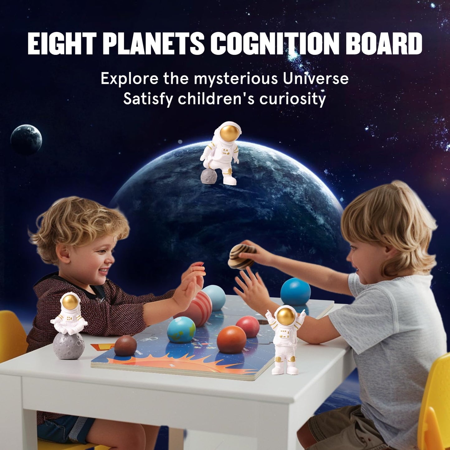 Wooden Solar System Model Board,Kids Solar System With Astronauts ,Montessori Planet Toys,Educational Planets Balls,Preschool Le