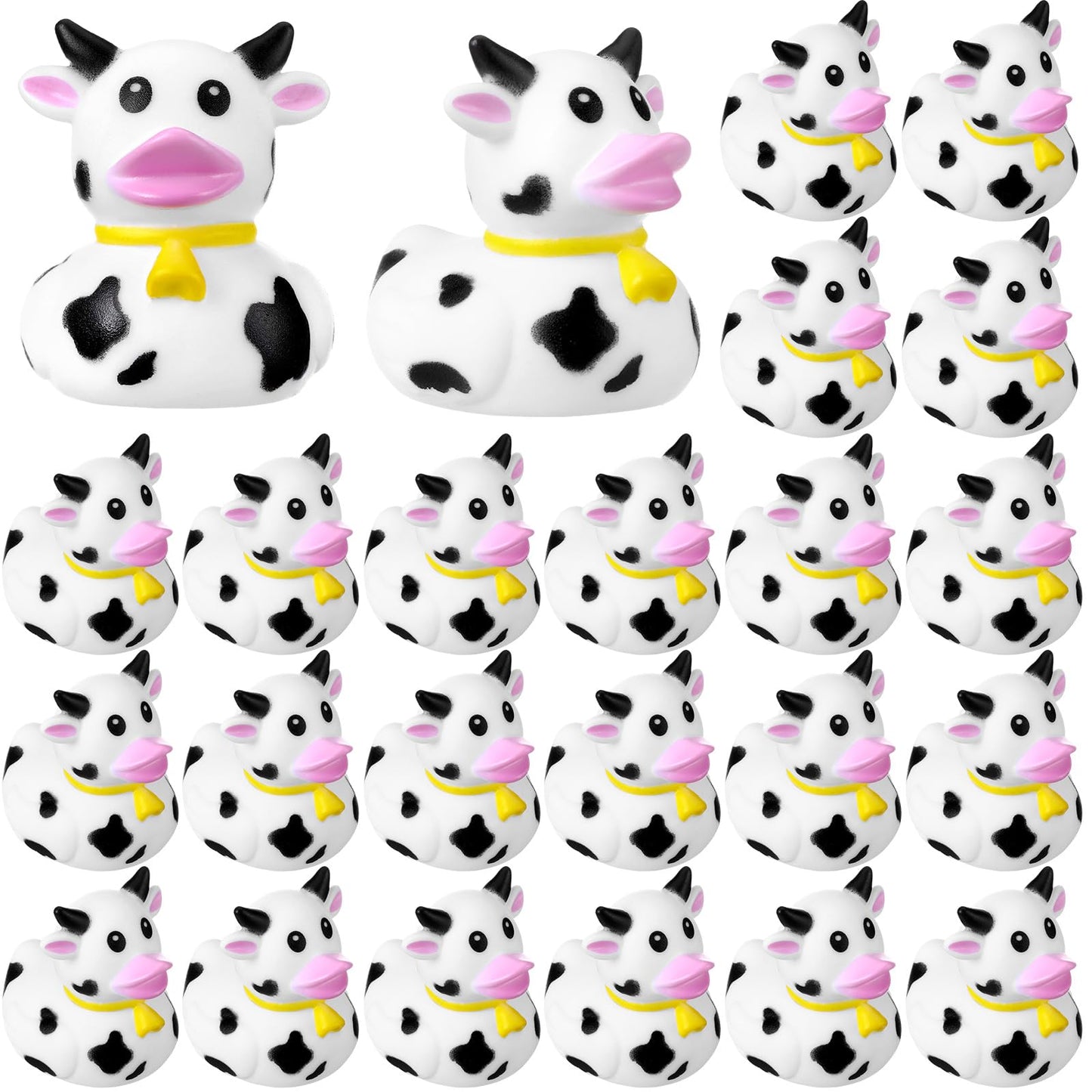 Relaxgiant 48 Pcs Cow Ducks Mini Cow Rubber Ducks Bulk Cow Print Duck For Birthday Party Favors Baby Shower Kids Boys Girls Bath