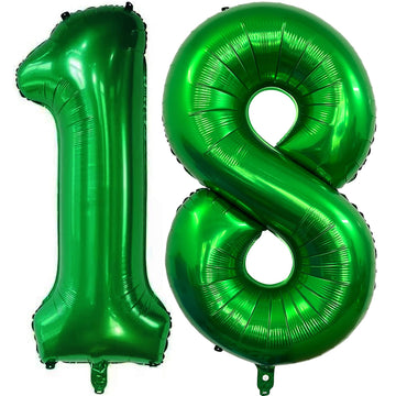 Number 18 Dark Green Balloons 40 Inch Giant Green 18 Numer Foil Helium Balloons For 18Th Green Birthday Party Supplies 18Th Anni