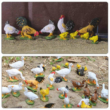 30Pcs O Gauge Farm Animal 1:43 Scale Painted Chicken Duck Goose Pvc Model Train Layout An4304-30-Amus