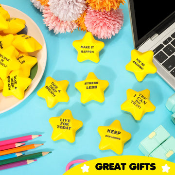 Silipull 100 Pcs Motivational Star Stress Balls Bulk Anxiety Stress Relief Balls Mini Foam Stress Balls Inspirational Foam Balls